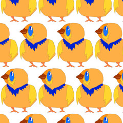 Seamless abstract pattern of stylized cheerful yellow cubs. Repeating textures for wallpaper, packaging, banners, invitations, business cards, fabric, print. Colored graphic background, pattern.