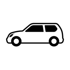 Car icon. Black contour linear silhouette. Side view. Editable strokes. Vector simple flat graphic illustration. Isolated object on a white background. Isolate.