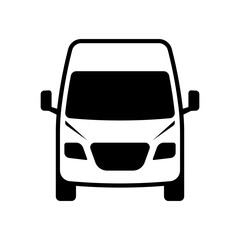 Van icon. Minibus. Black contour linear silhouette. Front view. Editable strokes. Vector simple flat graphic illustration. Isolated object on a white background. Isolate. © far700