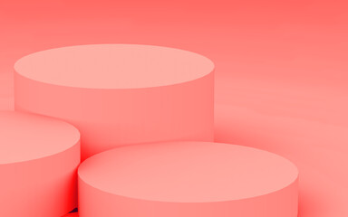 Abstract 3d pink color cylinder podium minimal studio background.