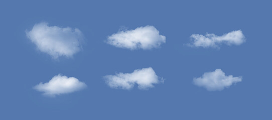 White cloud isolated on blue background, mud set on blue