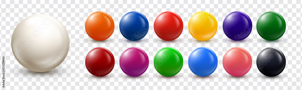 Wall mural balls vector set. collection of abstract colorful buttons. glossy spheres isolated on transparent ba
