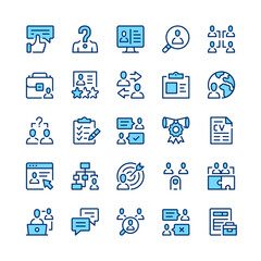 Human resources line icons. Blue color. Vector line icons set