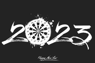 Happy New Year 2023 and dartboard