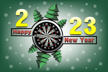 Happy New Year 2023 and dartboard