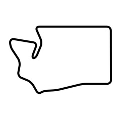 Washington state of United States of America, USA. Simplified thick black outline map with rounded corners. Simple flat vector illustration