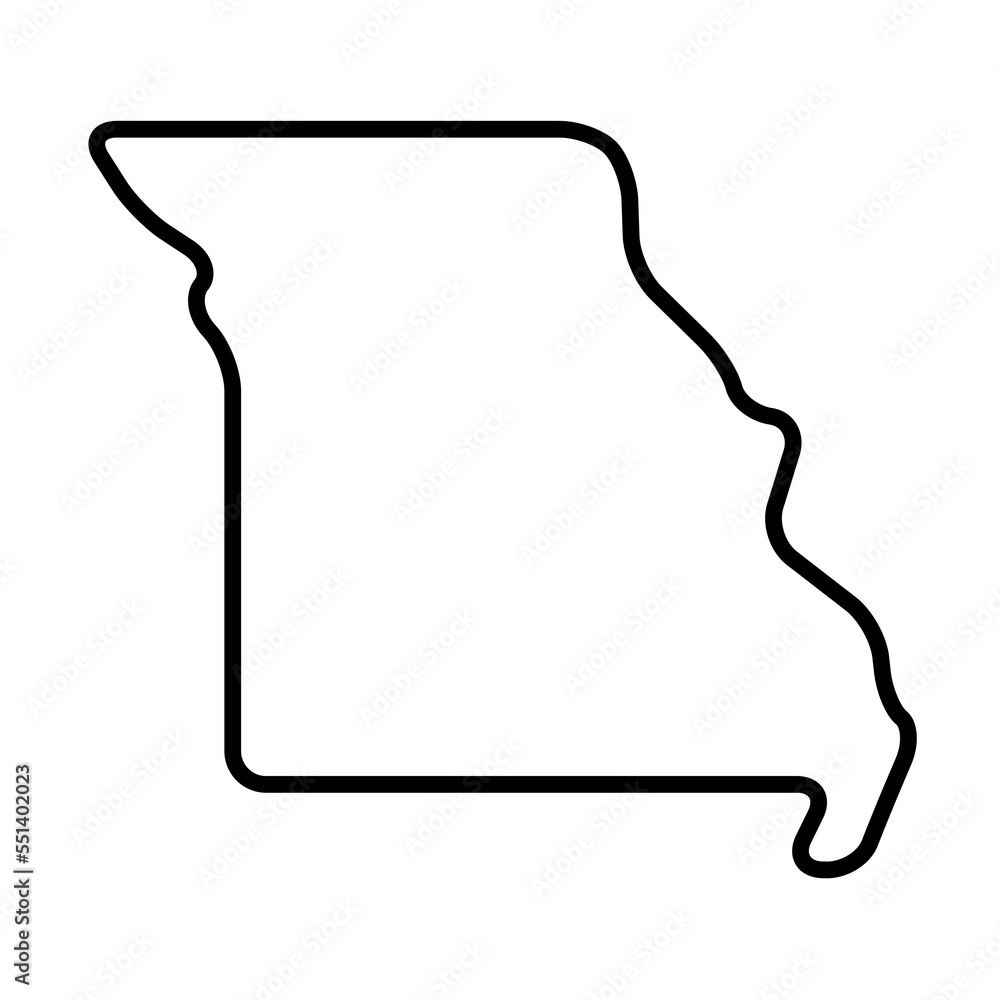 Poster missouri state of united states of america, usa. simplified thick black outline map with rounded cor - Posters