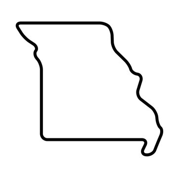 Missouri State Of United States Of America, USA. Simplified Thick Black Outline Map With Rounded Corners. Simple Flat Vector Illustration