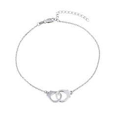 Elegant silver chain-bracelet with a pendants on a white background