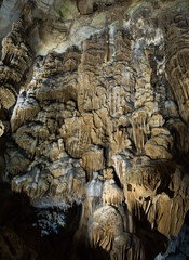 Interior view of Grotte des Demoiselles, large cave in Herault valley of southern France