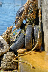 Tyre made fender buoy for mooring boat