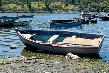 Obraz premium Fishing Boats in Golfo de Ancud - Castro Bay - Chile