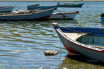 Fototapeta na wymiar Fishing Boats in Golfo de Ancud - Castro Bay - Chile