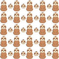 Cartoon sloth seamless pattern vector