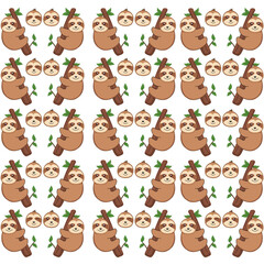 Fototapeta premium Seamless pattern with sloths