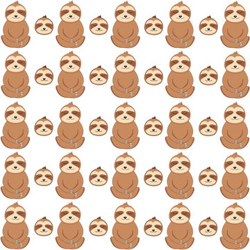 Cartoon sloth seamless pattern vector