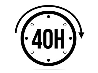 40 hours timer clock. Timer 40 hours icon. Time measure. Chronometer icon isolated on white background