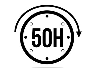 50 hours timer clock. Timer 50 hours icon. Time measure. Chronometer icon isolated on white background