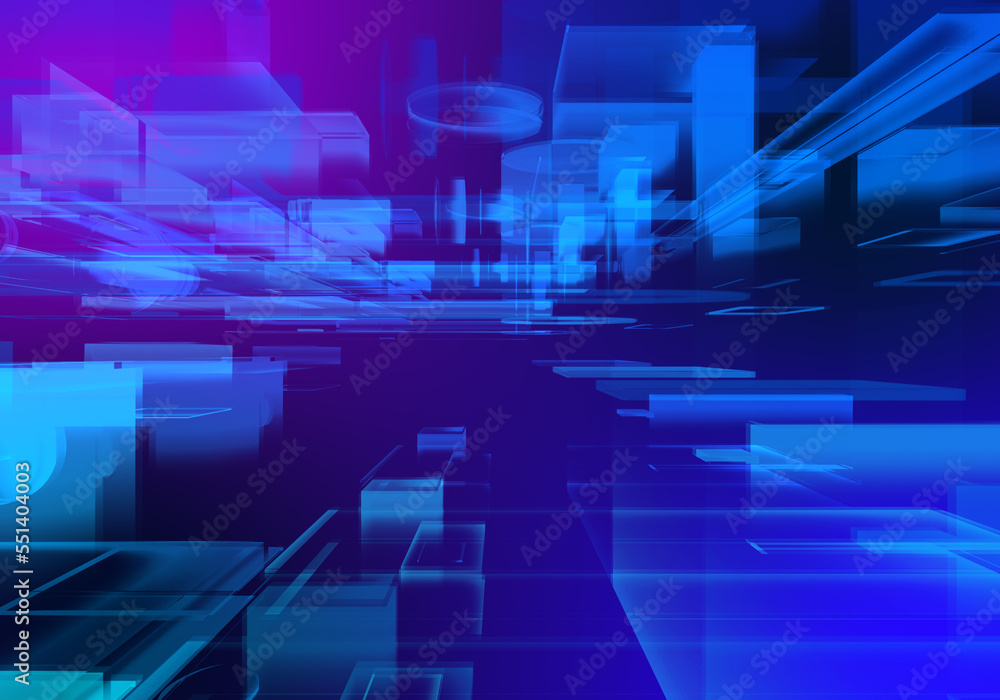 Poster abstract 3d blue purple color blockchain isometric digital technology texture background.