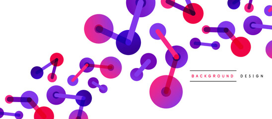 Abstract background. Round dots connected by lines. Trendy techno business template for wallpaper, banner, background or landing