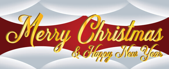 Merry christmas and happy new year banner with 3D luxury design on red background