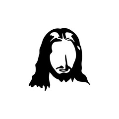 vector illustration of long haired man silhouette