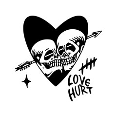 vector illustration of two skulls with arrows