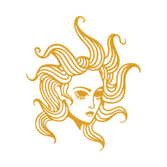 vector illustration of woman with flowing hair