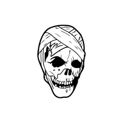 vector illustration of a skull with bandages
