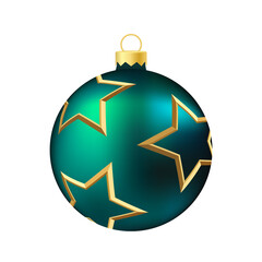 Fototapeta premium Dark green Christmas tree toy or ball Volumetric and realistic color illustration