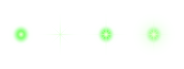 Green glowing light effect  for lamp on transparent background