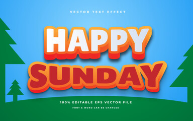happy sunday cartoon editable text effect
