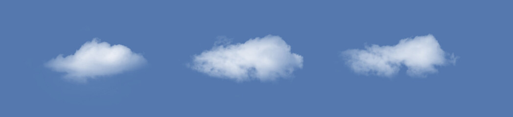 White cloud isolated on blue background, mud set on blue