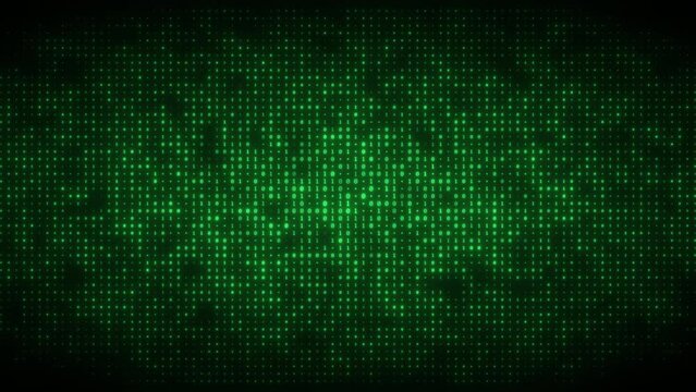 Dynamic animation of flashing binary digits particles pattern. Seamless loop background