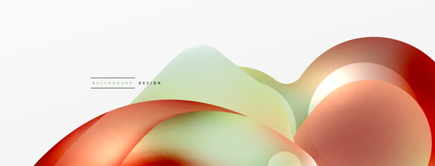 Fluid abstract background, round shapes and circle flowing design for wallpaper, banner, background or landing