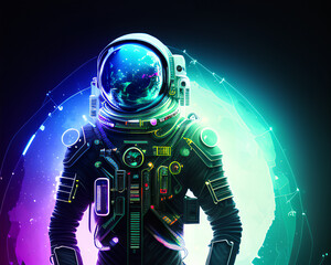 Obraz na płótnie Canvas astronaut cyberpunk