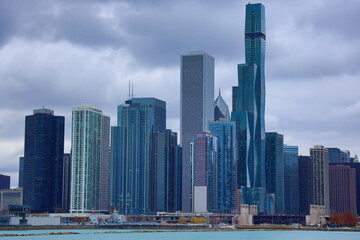 Fototapeta na wymiar Chicago Sky, glass and gloomy
