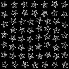 White Starfish Pattern On Black Background