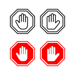 Stop icon vector for web and mobile app. stop road sign. hand stop sign and symbol. Do not enter stop red sign with hand