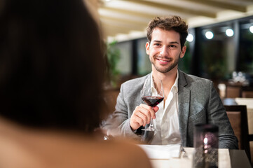 Couple having dinner in a luxury restaurant