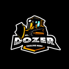 Dozer logo or tractor with excavator vector for construction company © Artchilles