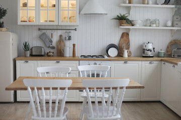 A Cozy Modern kitchen room interior. Scandinavian style, Danish minimalism.