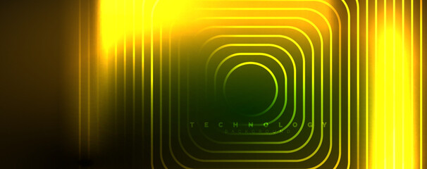 Neon glowing lines and angles, magic energy space light concept. Vector illustration for wallpaper, banner, background, leaflet, catalog, cover, flyer