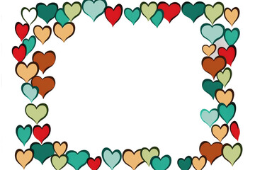 Fototapeta premium Colorful Hearts frame with transparent background 