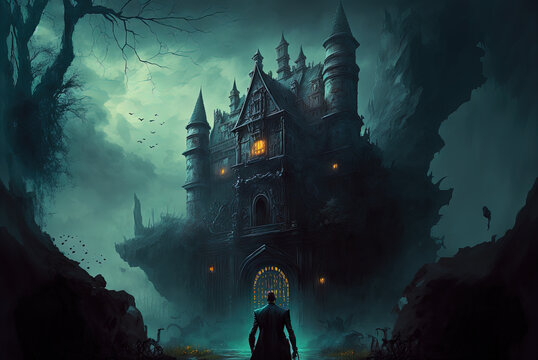 The Antagonist Faces Up Against The Eerie Castle Backdrop.