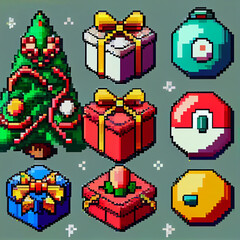 Naklejka premium Pixel Art Christmas
