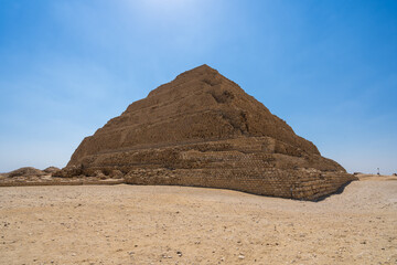 Step pyramid of Djoser funerary complex (necropolis) in Saqqara, Egypt.  Travel and history.