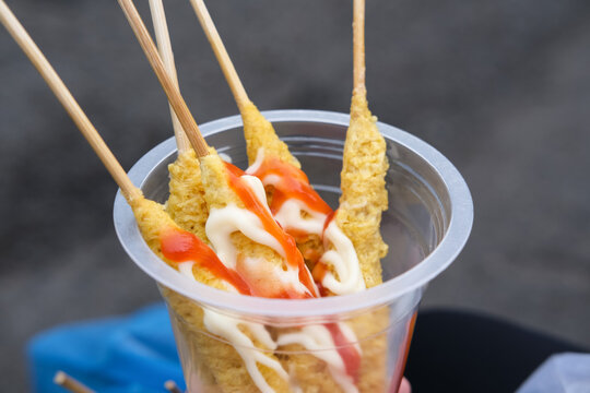 Telur Gulung, Indonesian traditional street food, made from eggs.
