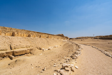 Step pyramid of Djoser funerary complex (necropolis) in Saqqara, Egypt.  Travel and history.