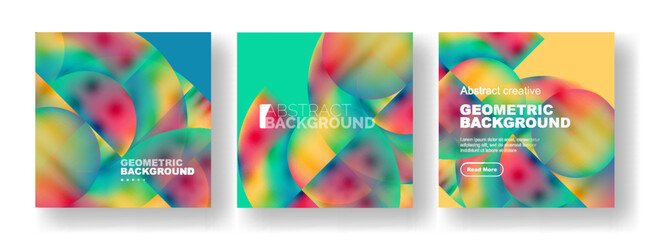 Vector set of abstract geometric posters designs. Collection of backgrounds, covers, templates, flyers, placards, brochures, banners